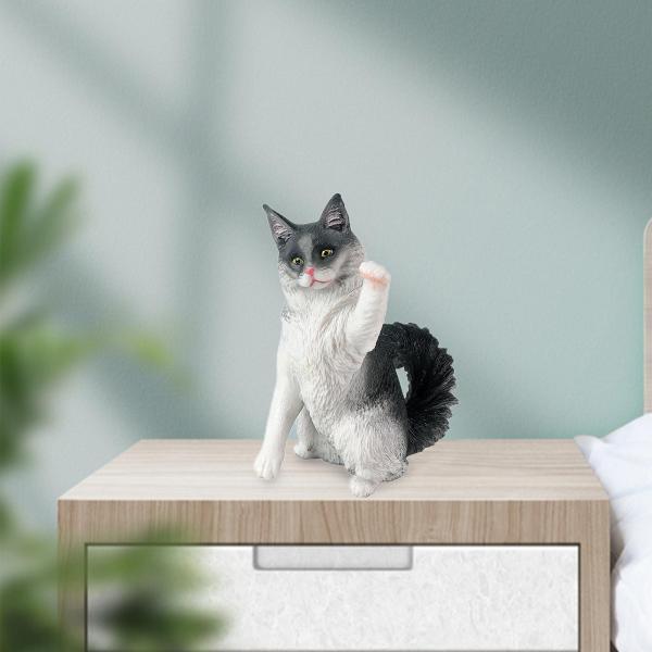カフェホーム卓上のための現実的な猫の動物の置物ミニチュア像