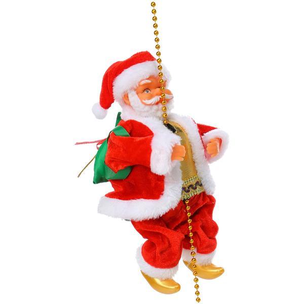 電気クライミングサンタクロース ビーズはしご オーナメント クリスマス サンタ おもちゃ 音楽 飾り...