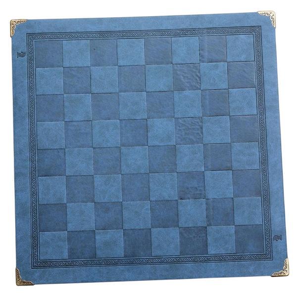 チェス盤 マット PUレザー 耐熱 チェスパッド マット 公園 ゲーム アウトドア ブルー