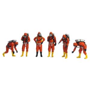 6x 1:64 人物フィギュア 消防士人物フィギュア ドールハウス用 マイクロ風景 オレンジ