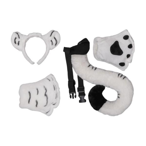 動物コスチュームセット 面白い手袋 しっぽヘアフープ 新年パーティー用 ホリデー ホワイト