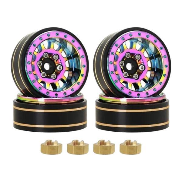 4x 1.22 インチメタル RC リムメタル耐久性タイヤホイールメタルホイールリムハブ 1:24 ...