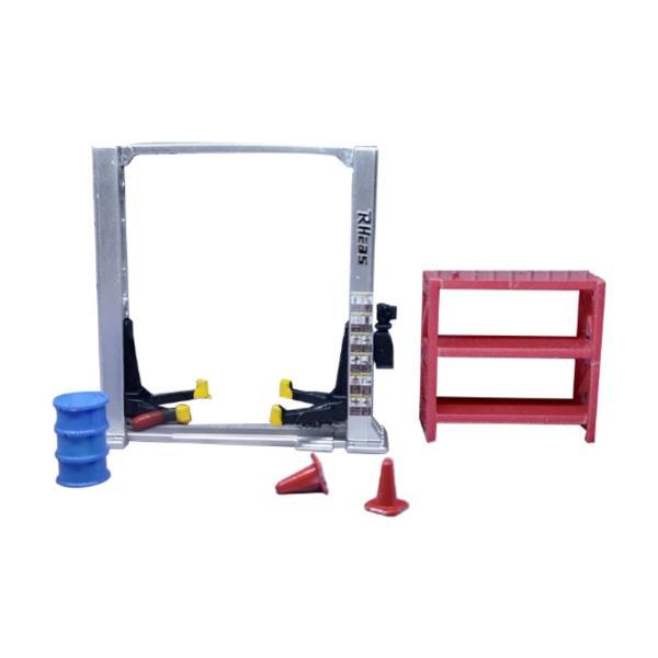 1/64 ジオラマ ガレージ ガントリークレーン シーンモデル オイルドラム 家具修理ツール アージ...