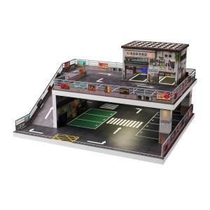 1/64 ジオラマ ガレージ ミニカー用 駐車展示場 LED照明付き ホット