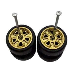 1/64 RCカー用ホイールとタイヤ2個入り 頑丈な直接交換用スペアパーツアクセサリー ゴールド