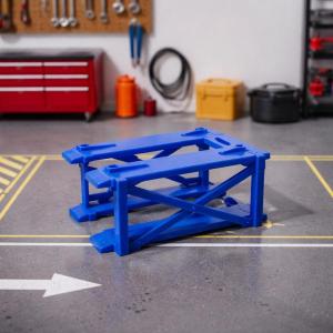 1/64スケール カーディスプレイスタンド ガレージシーン小道具 マイクロランドスケープ パーキングラック 2段 ブルー