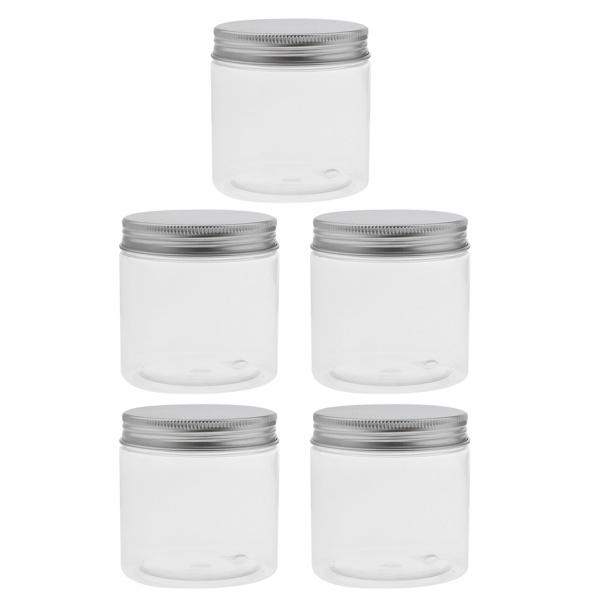 5ピース/個アルミニウムキャップ透明プラスチック化粧品缶缶缶ジャー容器空