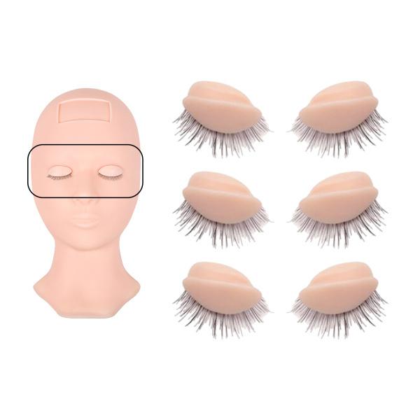 シリコンマネキンヘッド練習つけまつげモデルツール3ペアまぶた