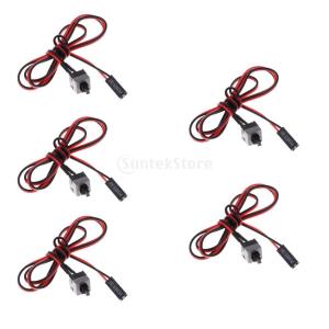 5個 ATXデスクトップスイッチ電源コード PC ATX コンピュータ オン/オフ/リセットスイッチ