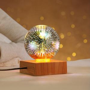 USB電源LED3D花火ガラスボールナイトライ...の詳細画像1