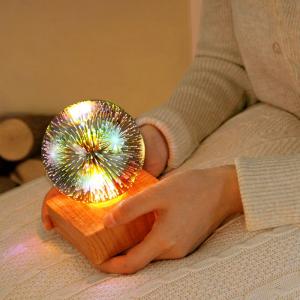 USB電源LED3D花火ガラスボールナイトライ...の詳細画像2