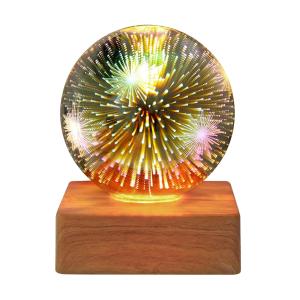 USB電源LED3D花火ガラスボールナイトライ...の詳細画像5