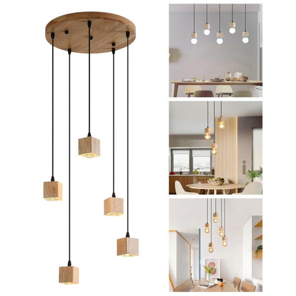 ペンダントランプルームハンギングシーリングライト家具電球なし5ヘッドラウンドプレート