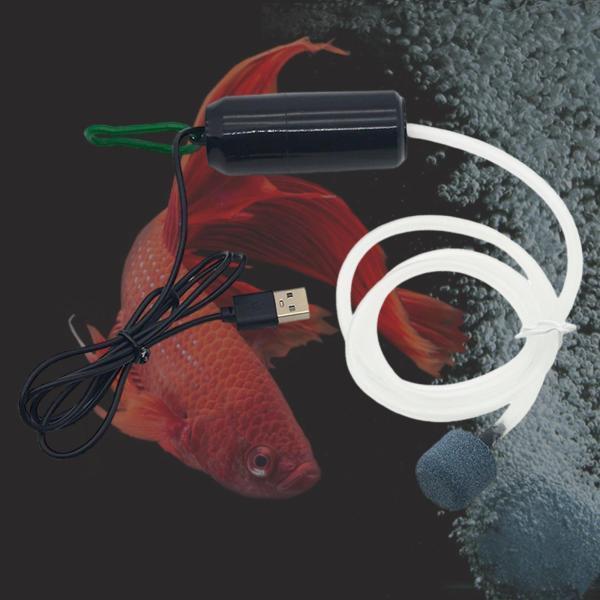 ミニ水族館エアポンプUSB静かな釣り5Vバックル付き小容量ブラック