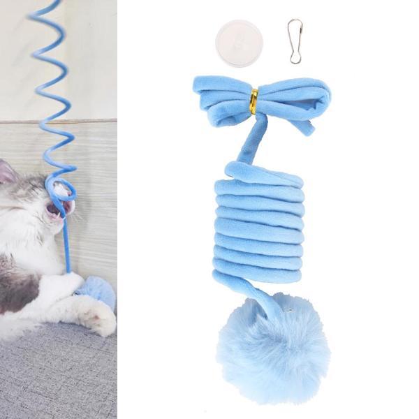 猫のおもちゃ ボール スプリング おもちゃ ぶら下げ 鈴付き 猫 かむ ブルー