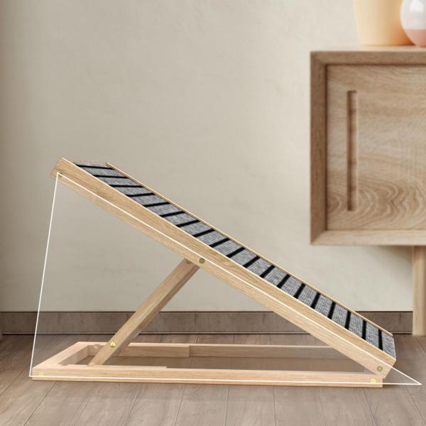 ペットはしご屋内猫階段高さ調節可能な犬用スロープ、ベッド用牽引マット付き