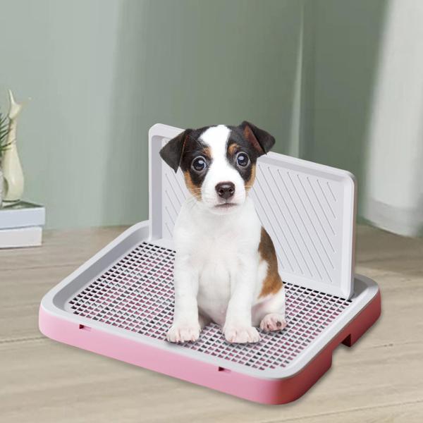 犬用トイレ 取り外し可能 再利用可能 犬用トイレトレイ 子犬 小動物用 室内用 L ピンク