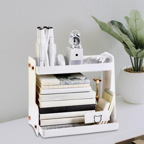 メイクアップディスプレイ多目的デスクトップオーガナイザーバスルームオフィスワークスペース用ホワイト