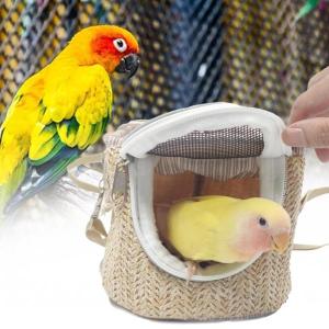 バードキャリアバッグ トラベルショルダーバッグ インコ用 セキセイインコ 小型オウム ライトコーヒー｜stk-shop