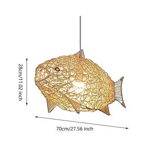 魚の形をしたランプシェード 竹製電球ガード 寝...の詳細画像2
