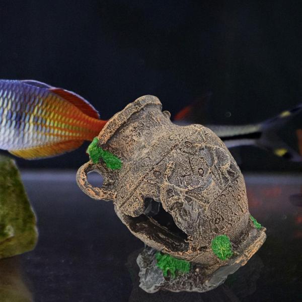 水槽の装飾 樹脂製ポット 水槽の装飾 シェルター 魚の好物 水槽の隠れ家 洞窟 魚の飼育用水生ペット...