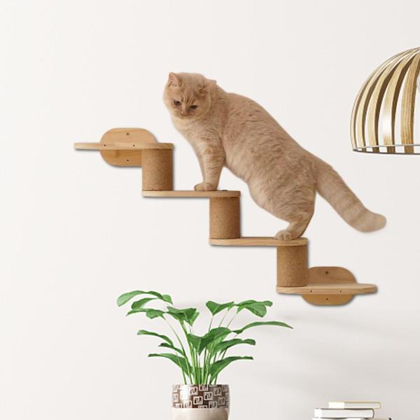 猫の壁の棚猫の登山家4ステップ、屋内猫の壁の家具、猫の止まりの猫の登山棚