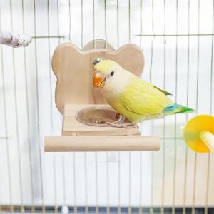 オウムケージフィーダーボウルバードパーチフィーダーカップ付きラブバードオカメインコクマ型