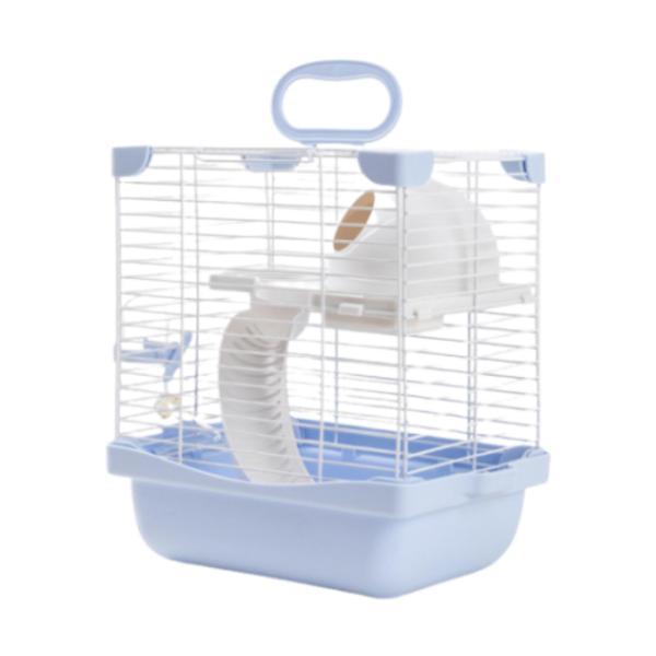 2層ハムスター飼育ケージ ハイシャーシデザイン 多目的 7.4x9x11インチ ブルー