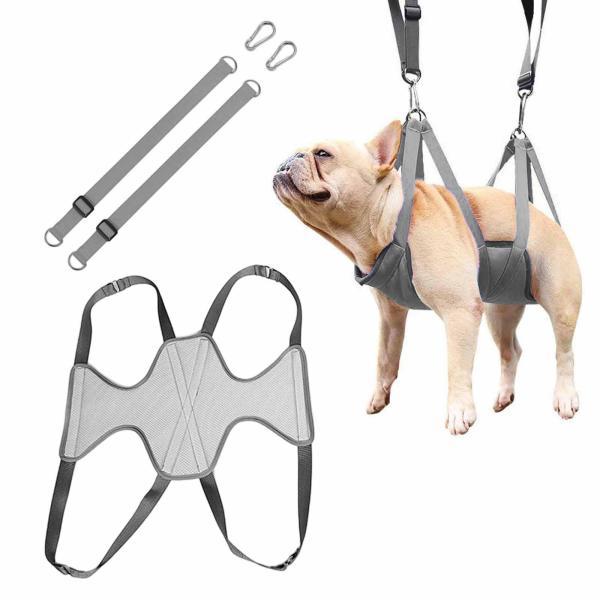 犬用グルーミングハンモック ペットグルーミングハーネス 入浴・爪切り用 M グレー