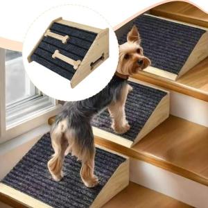 木製犬用階段スロープ、ペット用ステップスロープ補...の商品画像