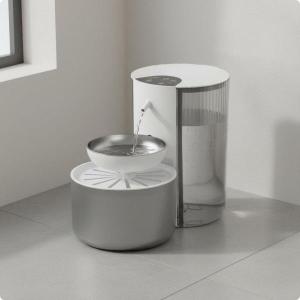 自動猫用給水器セパレーターディスペンサー USB電源 3L 猫用給水器 ダブルタンク設計 ホワイト ステンレスボウル