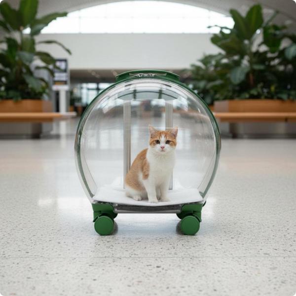 透明ペットキャリー 大容量 猫用キャリートロリー 快適な猫用トロリーケース 旅行、アウトドア、散歩に...
