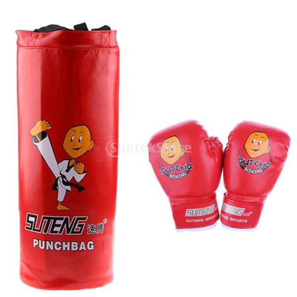 子供 ボクサー ボクシンググローブ 手袋 空サンドバッグ 保護 訓練 高品質 全3色 - レッド