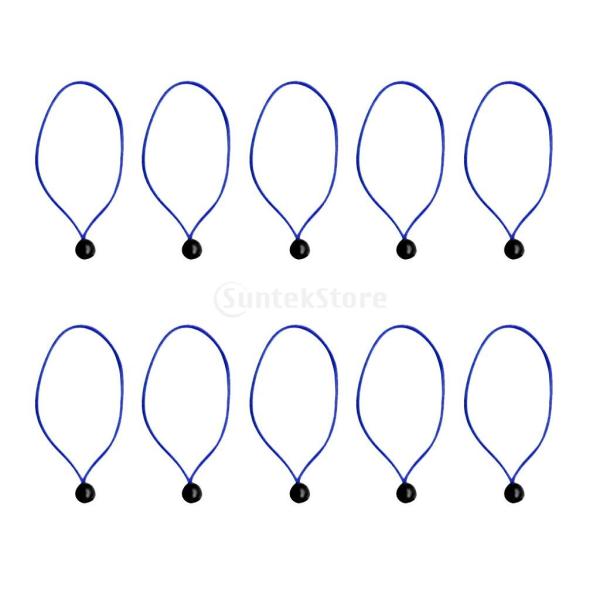 10個 テント タイダウン ボール結び目 ループ バンジーコード アクセサリー 全4色 - ブルー