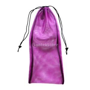 マリン ダイビング メッシュバッグ フィン/ゴーグル/マスク 収納用ポーチ 巾着袋 バッグ 全4色 - 紫
