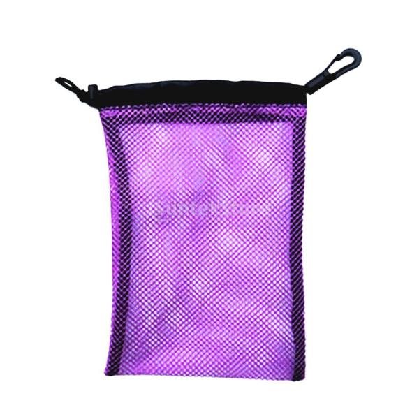 ダイビング メッシュ バッグ 収納バッグ 収納ポーチ 巾着袋 5色選べる - 紫