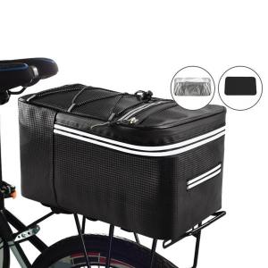 自転車ラックリアキャリアバッグトランクPUレザー防水15L大容量収納ラゲッジポーチ反射MTBバイクパニエショルダーバッグ