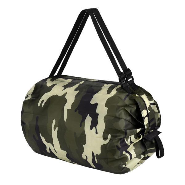 多目的再利用可能なショッピング バッグ防水ビーチ食料品収納トート グリーン カモ