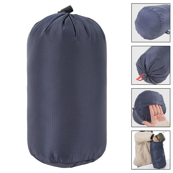 寝袋用ナイロンコンプレッションサック トラベル用ダストフラップ付ディティーバッグ S ネイビー