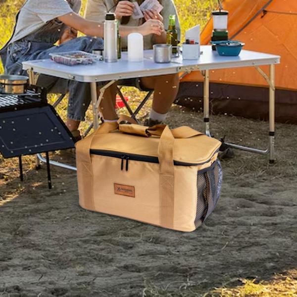ガスタンク収納バッグ 頑丈なキャンプ用調理器具バッグ オフィス パーティー ピクニック用 カーキ M