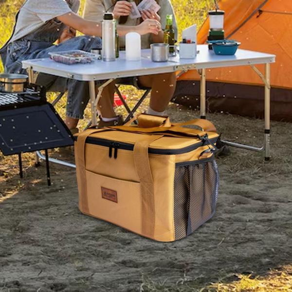 ガスタンク収納バッグ 頑丈なキャンプ用調理器具バッグ オフィス パーティー ピクニック用 カーキ L