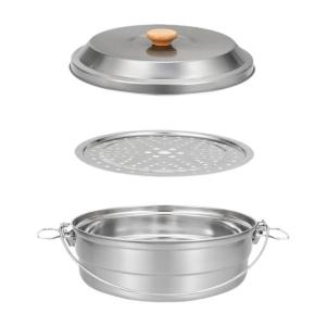 キャンプ用蒸し器 ストックポット 蓋付き ポータブル ステンレススチール 調理鍋 スープポット バックパッキング アウトドア 旅行 家庭用