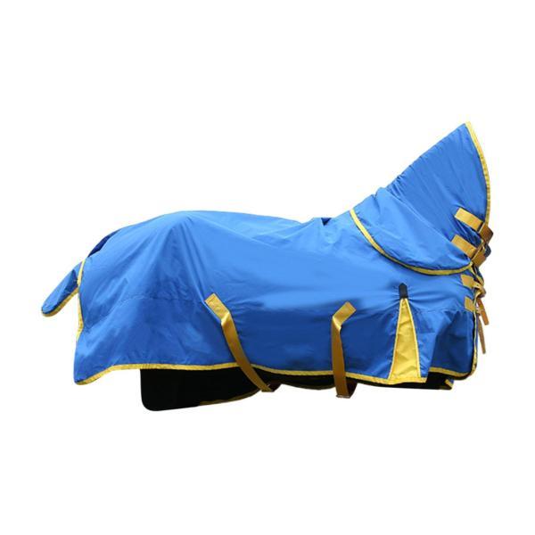 馬のケアシート 防風 首回り防水 馬の衣類 馬用ブランケット ブルー サイズ M