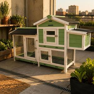 木製小型ペット小屋、傾斜屋根付き、メッシュ素材...の詳細画像2
