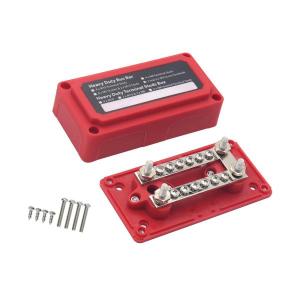 配電ブロックバスバー、カバーアクセサリ付き、自動車用RVボート用交換用端子スタッド端子ブロック , 赤 12×M4
