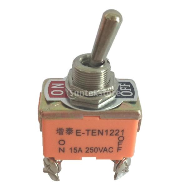 トグルスイッチ DPST オン-オフ 2ポジション 4ピン AC 250V 15A トグルスイッチ