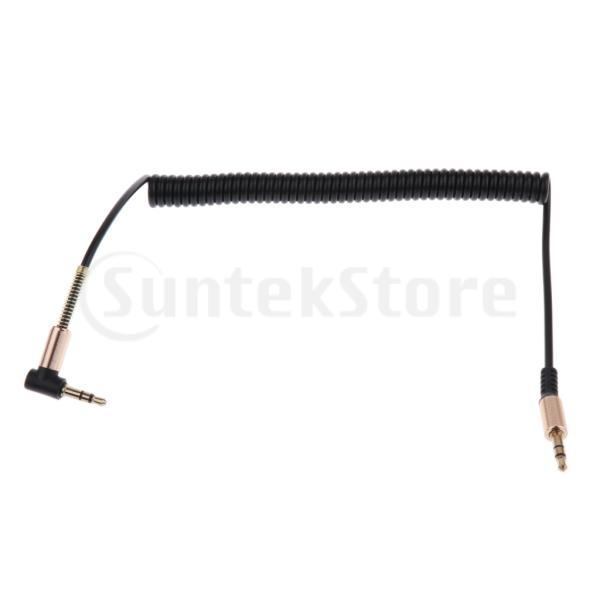 3.5mm オーディオ AUXケーブル 延長コード コイル式 伸縮性:42cm-1.8m オス-オス...