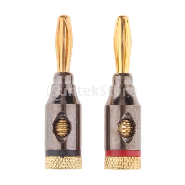 2本4mmバナナプラグオーディオジャック24kゴールドデュアルスクリューロックスピーカーコネクタ