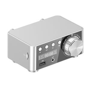 パワフルなミニ100WBluetooth5.0パワーアンプHi-Fi2.0チャンネルシルバー