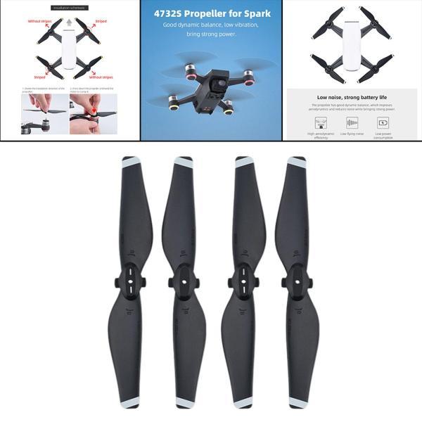 DJI Spark4732Sドローンアップグレードホワイト用4個プラスチック低ノイズプロペラブレード